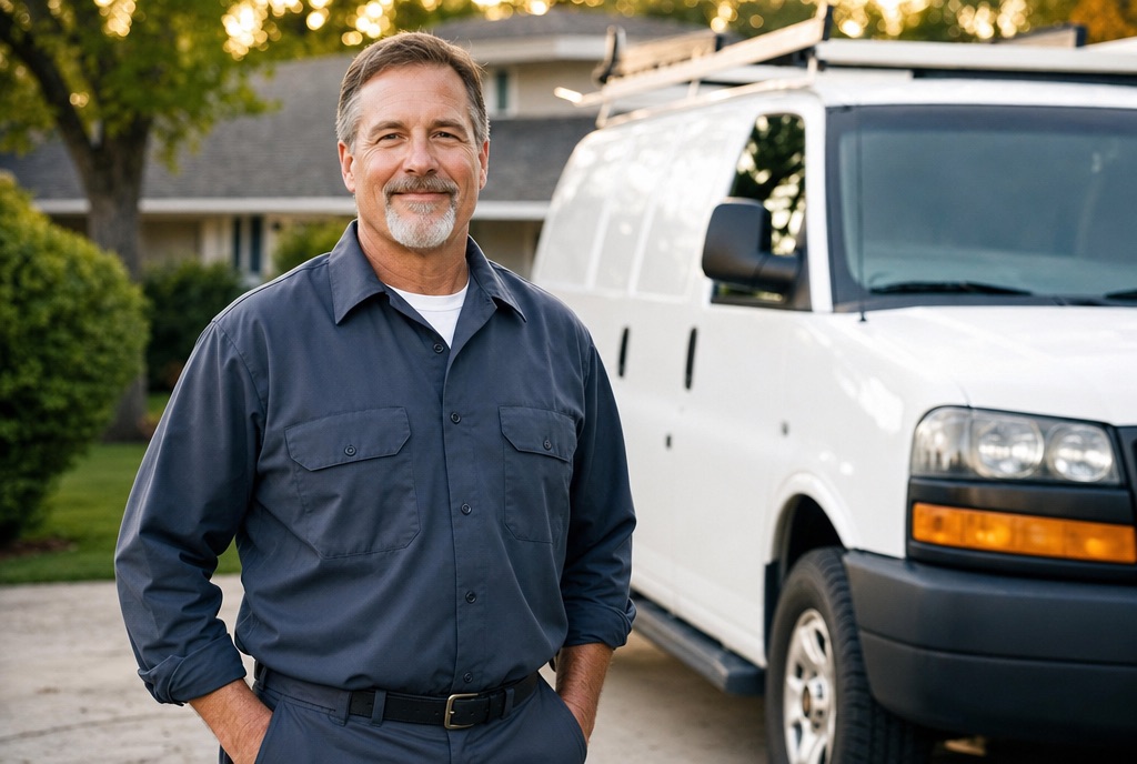 Temp Tech owner standing by the service van